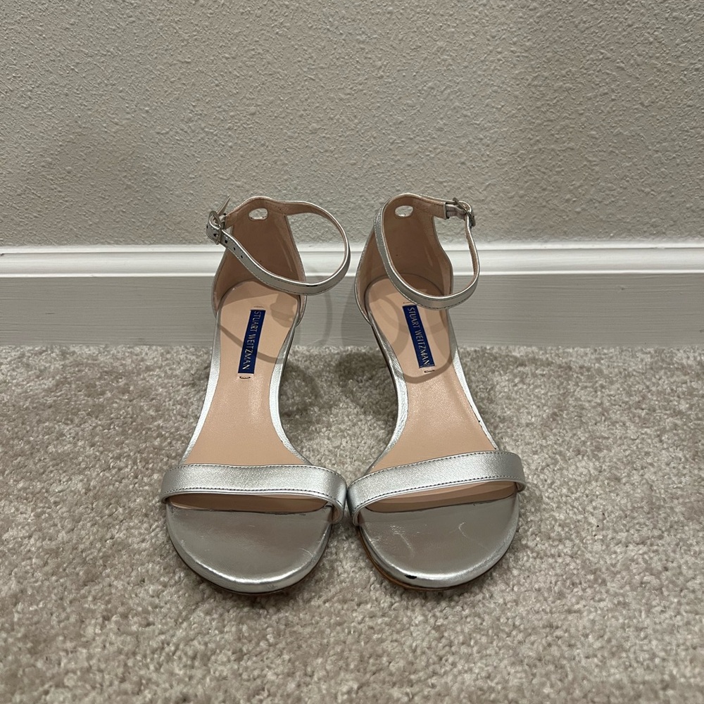 Stuart Weitzman Nudist 60 Silver Heels